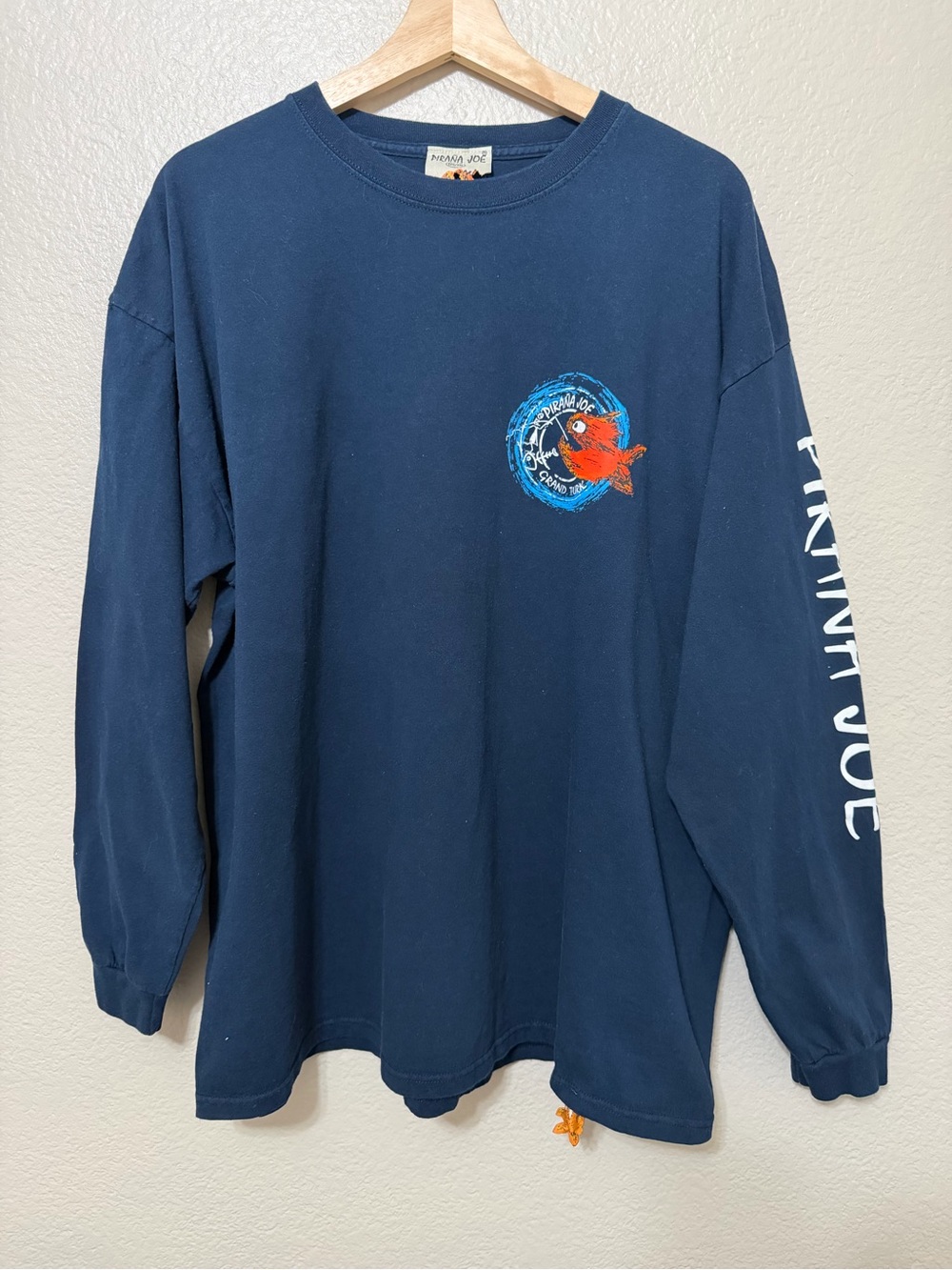 Pirana Joe Men's Navy Long Sleeve Graphic Tee Grand Turk Size XXL Comfort Casual